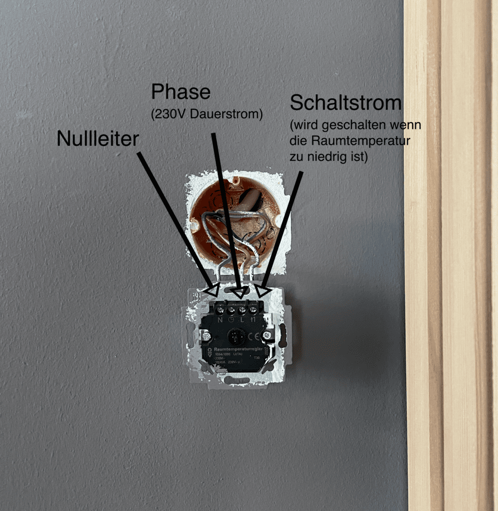 Der Raumregler funktioniert wie ein Lichtschalter. Somit lässt sich die Fußbodenheizung mit dem Smarthome verbinden.
